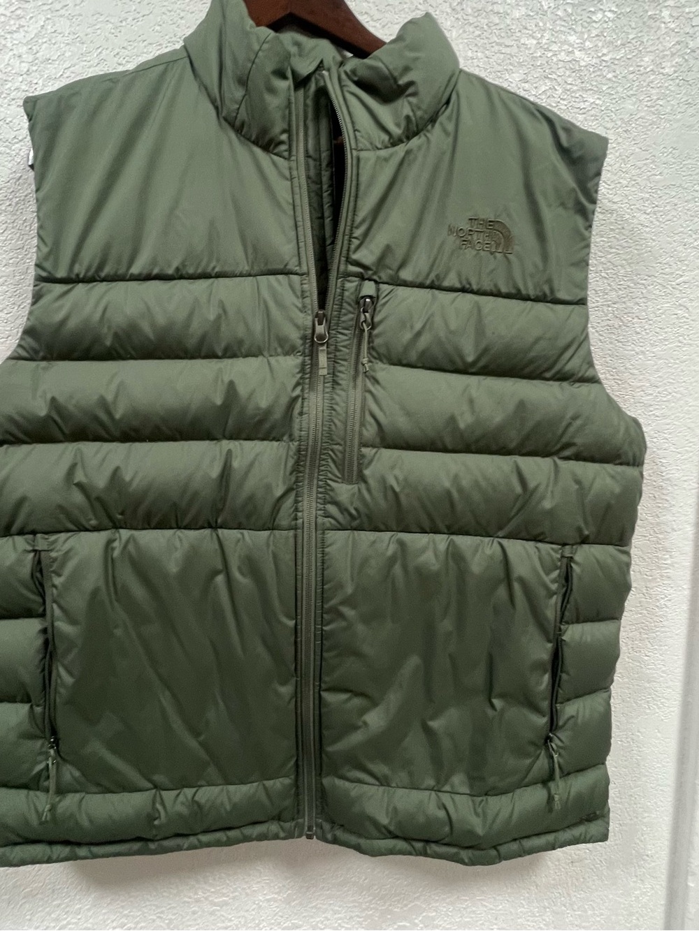 The North Face Olive Green Quilted Down Vest